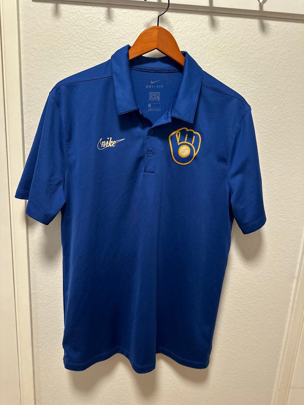 Nike Milwaukee Brewers Cooperstown Collection Dri-FIT Polo Shirt, Size Large